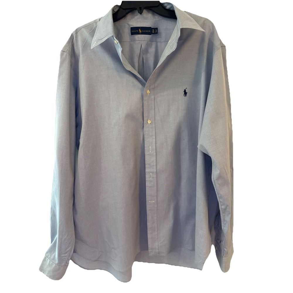 Ralph Lauren Classic Blue Dress‎ Cotton Shirt 18 XL  Collared Navy Polo Pony